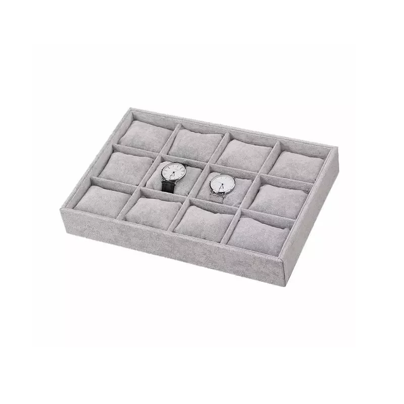 Bracelet Bangle Organizer Display Tray Black Grey Velvet Watch Jewelry Tray with Pillows