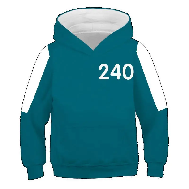 Оптовая продажа, костюм для косплея на Хэллоуин, корейский ТВ-кальмар, мужской свитер на молнии с капюшоном и цифрами для мужчин