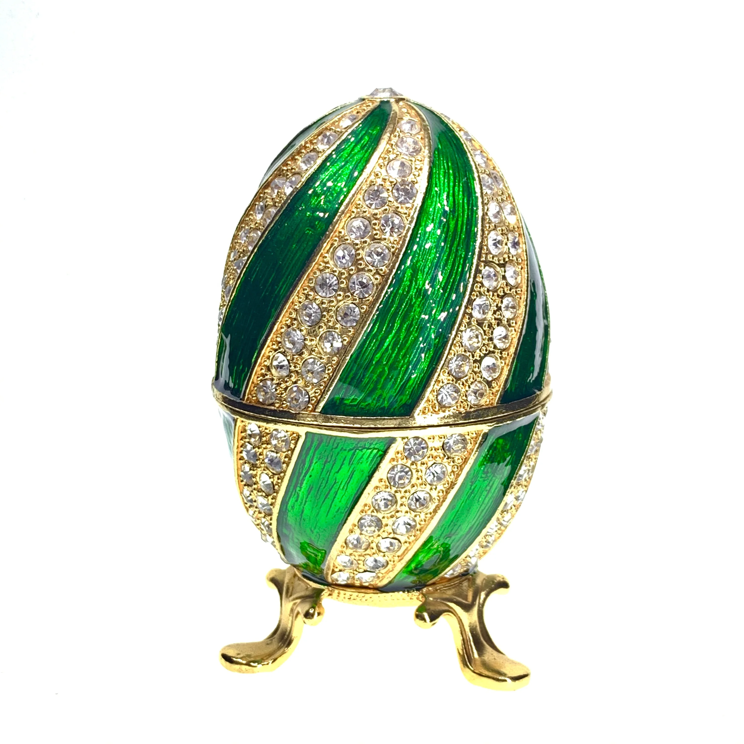 China supplier elegant Russian faberge egg metal jewelry crystal trinket box favor