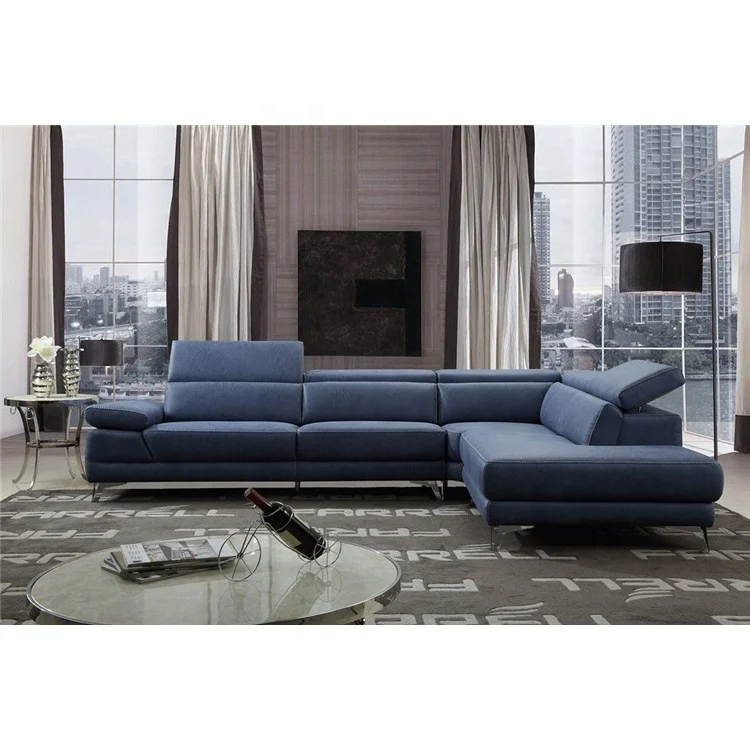 Luxury l shape living room home furniture leather sectional recliner sofas