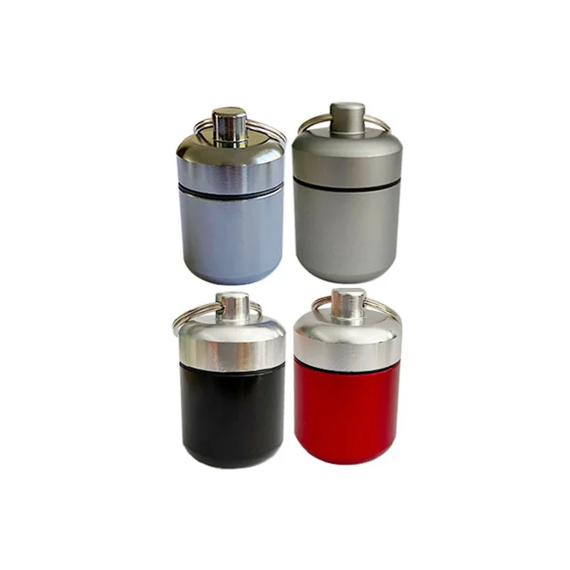Aluminum Medicine Pill Case with Keychain Mini Bottle Holder, Waterproof and Pocket-Sized for Outdoor Activities