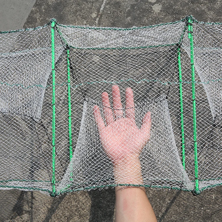Fast Delivery Commercial Foldable PE Mesh Crab Fish Pot Shrimp Crayfish Spring Trap 22cm*35cm*29knots(102yarn)