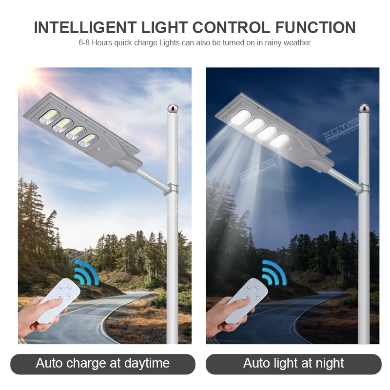 ALLTOP Ip65 Outdoor Waterproof 30w 60w 90w Induction Sensor Solar Panel LED Street Lamp