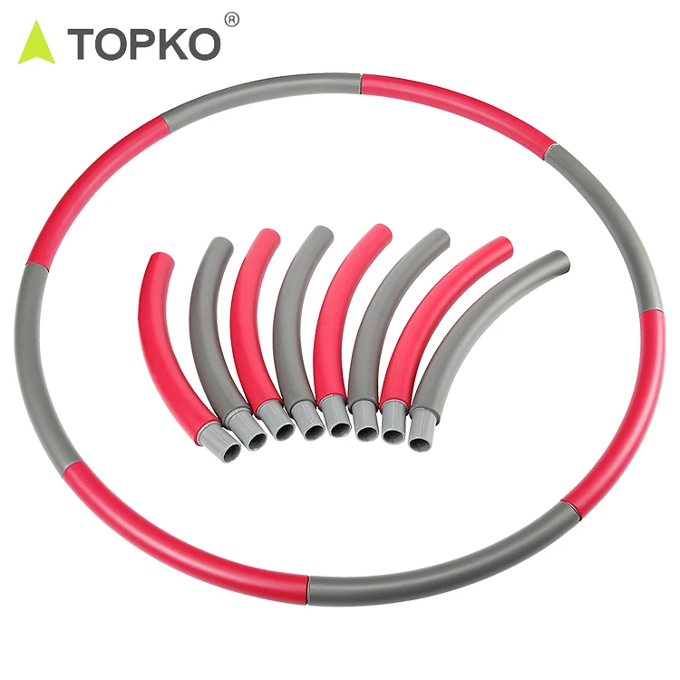 TOPKO 8 sections detachable fitness weighted hula ring hoola hoop