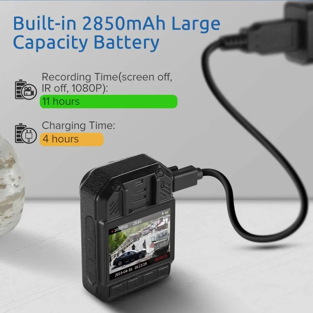 BOBLOV Body Worn Camera 1296P Body Mounted Camera Night Vision External Storage Body Camera for Police Security Guard (KJ21)
