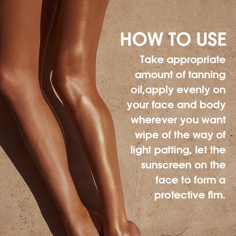 Custom Tanning oil Silicone-free Brightening & Suntan Skin Surface Darken and Hyaluronic acid & Olive oil Tanning oil for Sun