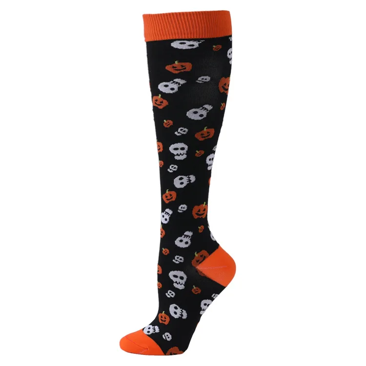Wholesale Customized Logo Workout Knee High Socks Nurse Compression Socks Women Happy Colorful Style Compression Socks