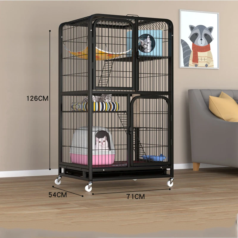 Luxury Black Large Trap Cage Easy To Clean Rabbit Cage With Wheel