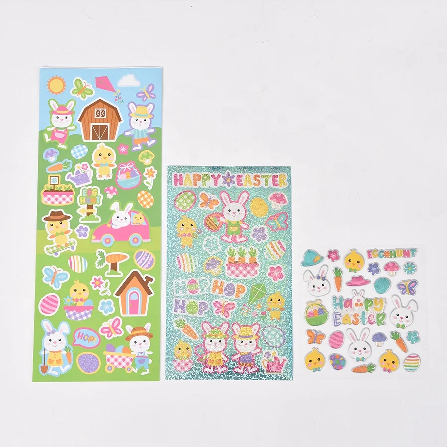 Easter bunny decoration stickers UV resistance waterproof cute cartoon Vinyl Stickers kids DIY Holographic stickers decals