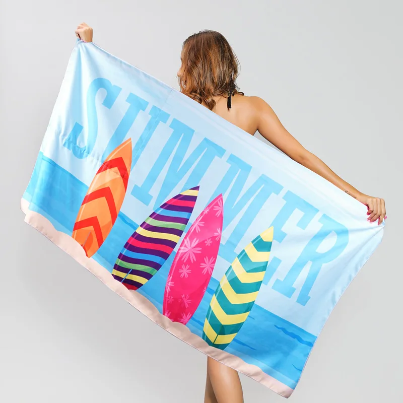 Wholesale small MOQ Amazon hot selling two side print quick dry summer large sand fee proof microfiber custom beach towel