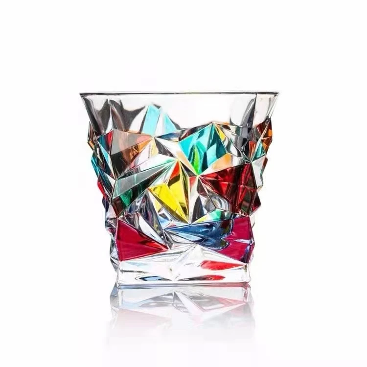 New popular Hand drawn Rock Glass Whiskey Glasses colorful Water Glass Cup Glassware for Whiskey Brandy Liquor Scotch