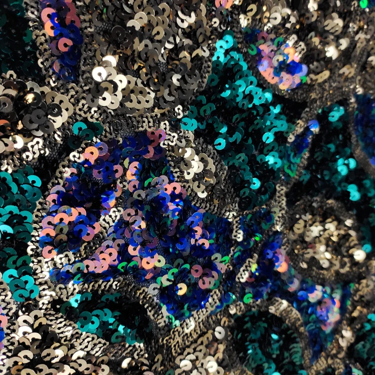 
Textile Cloth Material Reversible Sequin Embroidery Fabrics Sequin Mesh Lace Fabric 