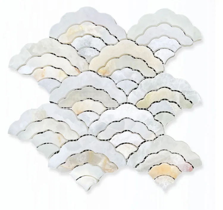 Mixed color Stone mosaic auspicious cloud mosaic marble background wall new Chinese style entrance restaurant wall tiles