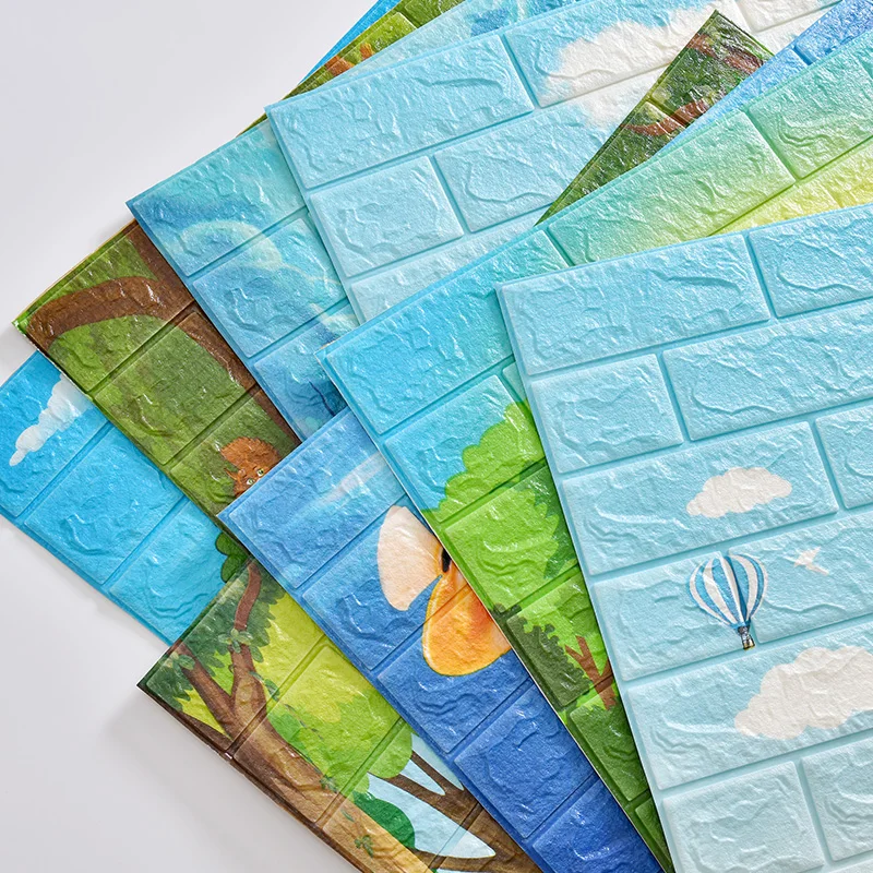 Large 3D Soft Tile Brick Wall Sticker Self-adhesive Waterproof Foam Panel for Kids Tile Brick Wall Sticker Waterproof Foam Panel