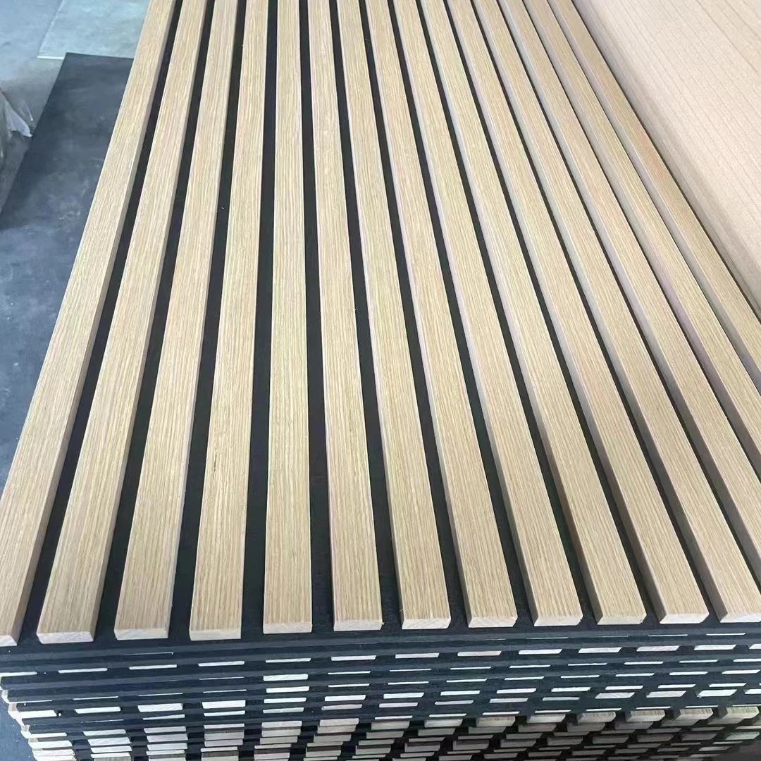 Mdf Slotted Acoustic Panel Soundproofing Panels Slat  Wood Akupanels PET Black Felt  Acoustical Panels