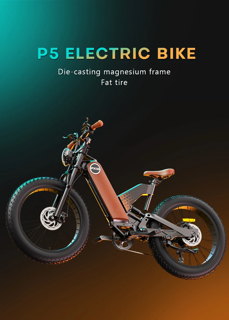 PXID 2022 Electric Bicycle Adult 2 Wheel 24*4 Inches Electronic Bike with 3 Modes Full Suspension E Commute Bike for Wholesale