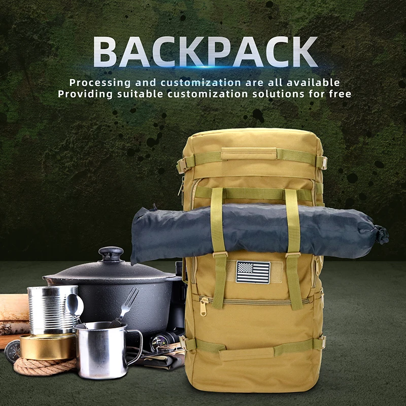 Molle tactical backpack bag wholesale 50l Waterproof trekking assault pack Polyester Camouflage Unisex Oxford Zipper