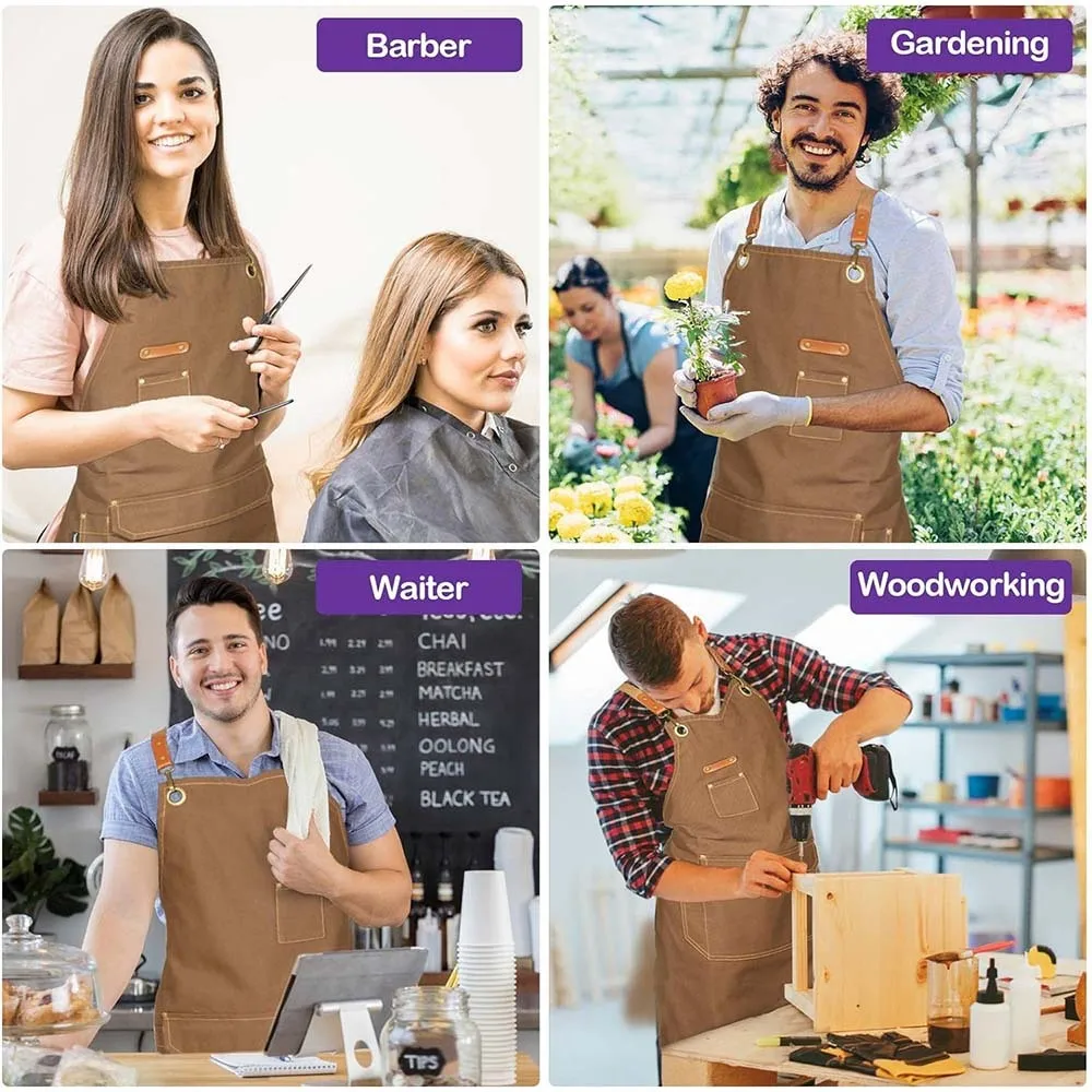 Cotton Thick Canvas Apron Printing Hairdresser Florist Restaurant Bar Cafe Work Apron Production Drawing