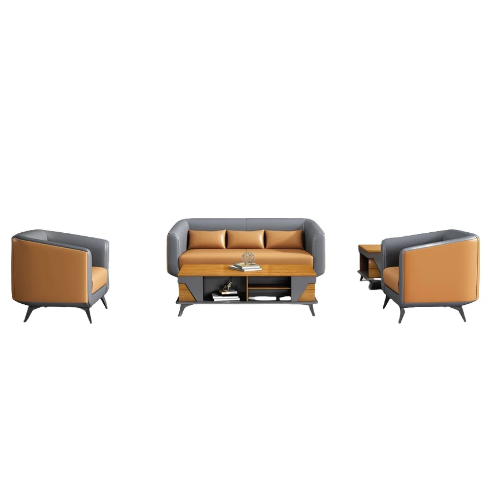 Office Furniture Sofa Set 1+1+3 Commercial Office Furniture Sofa Set PVC Reception Room Business Sofa