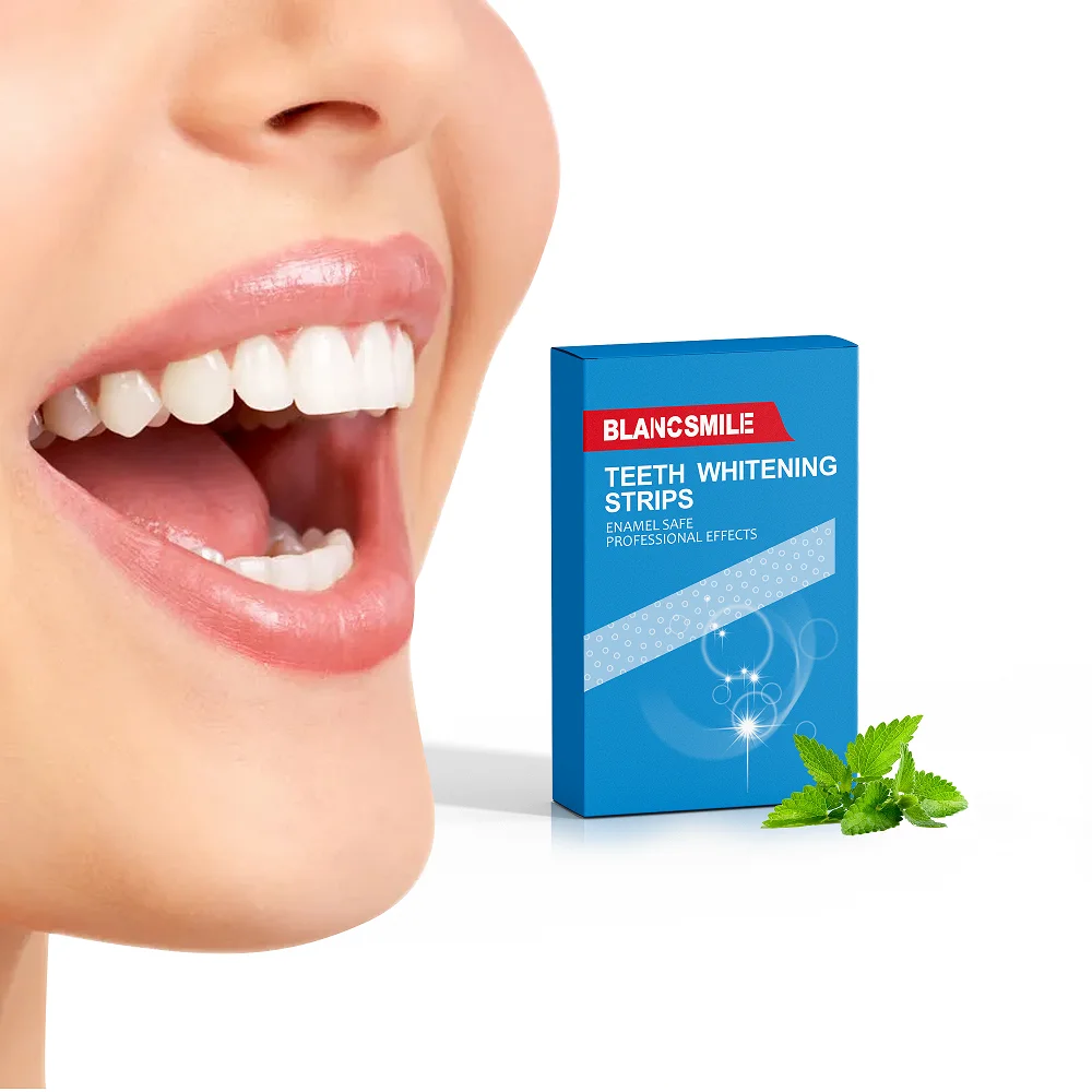 Hot Selling 14 Pairs Teeth Whitening Strips Raspberry Residue Free 6% HP PAP Gel Stirp Private Logo