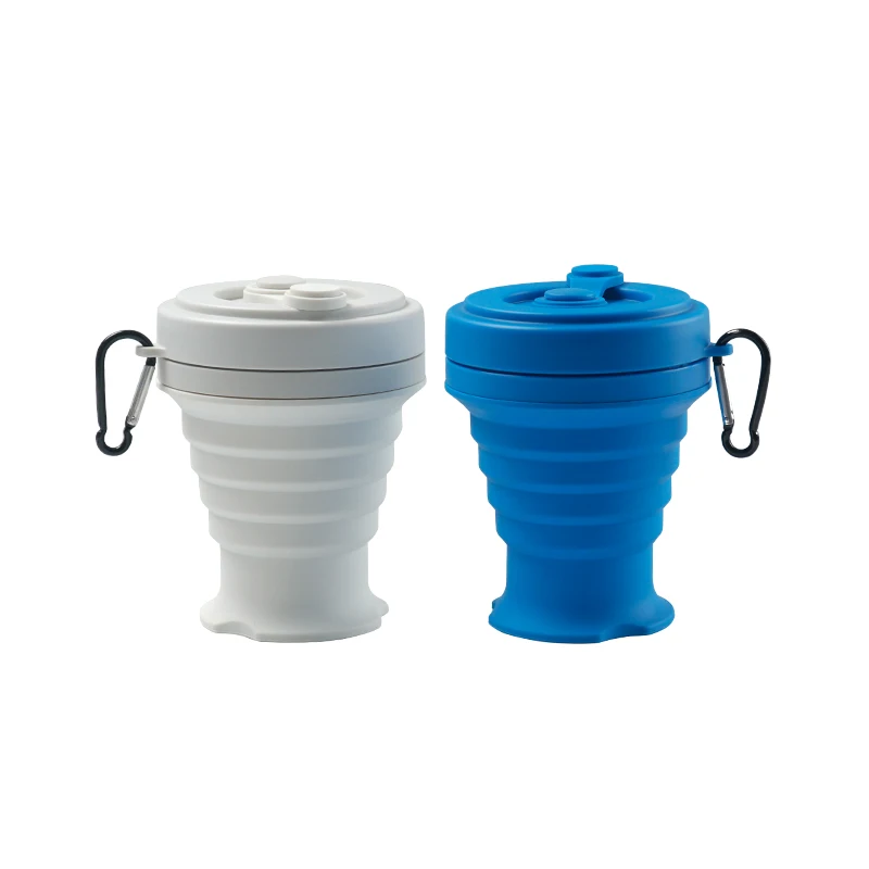 Hot Sale 400ml Bottle Food Grade BPA Folding Water Cup Outdoor Reusable Silicone Eco Friendly Foldable Travel Mug