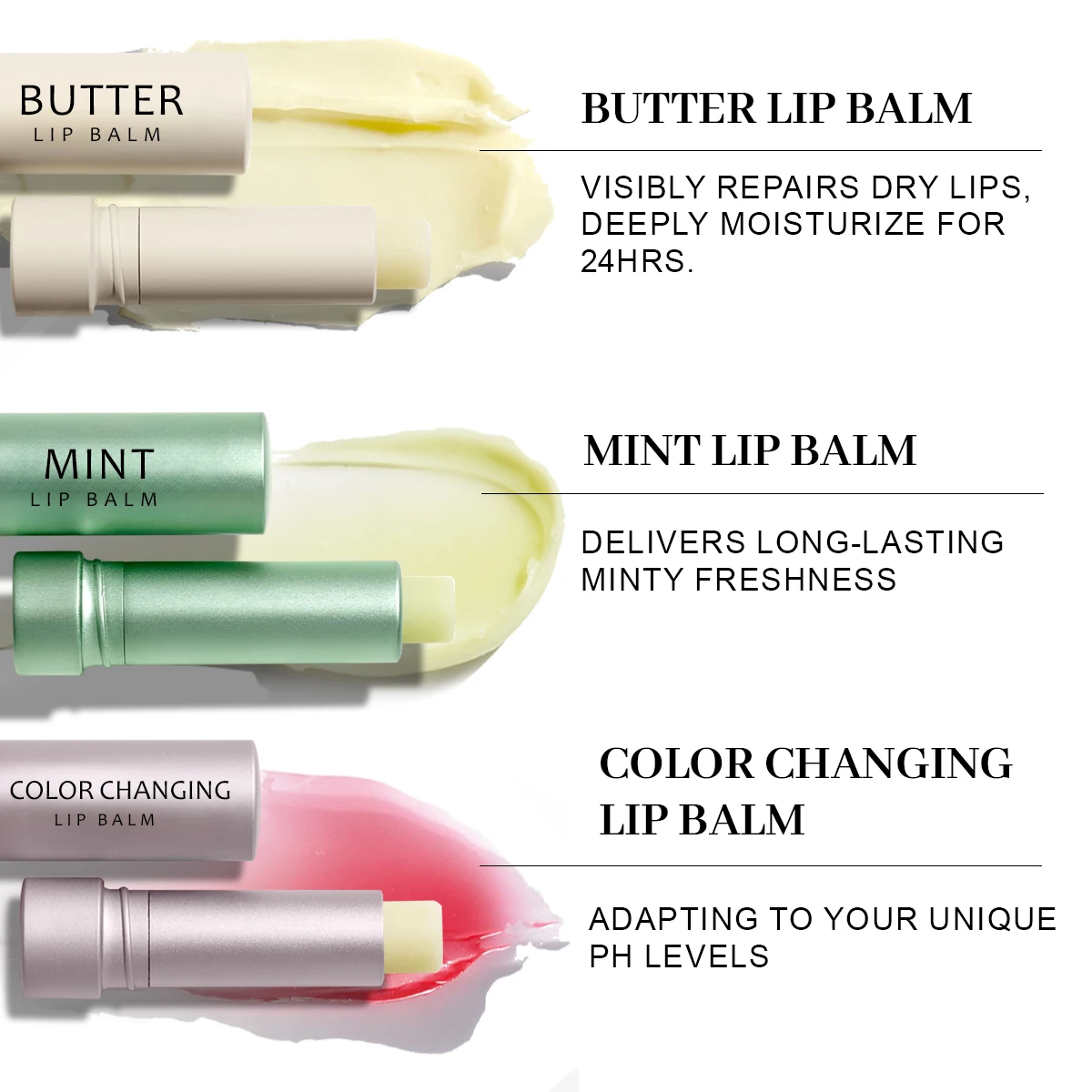 OEM Cruelty Free Recyclable Natural Moisturizing Fresh Mint Lip Balm Long-Lasting Color Changing Lip Balm Private Label