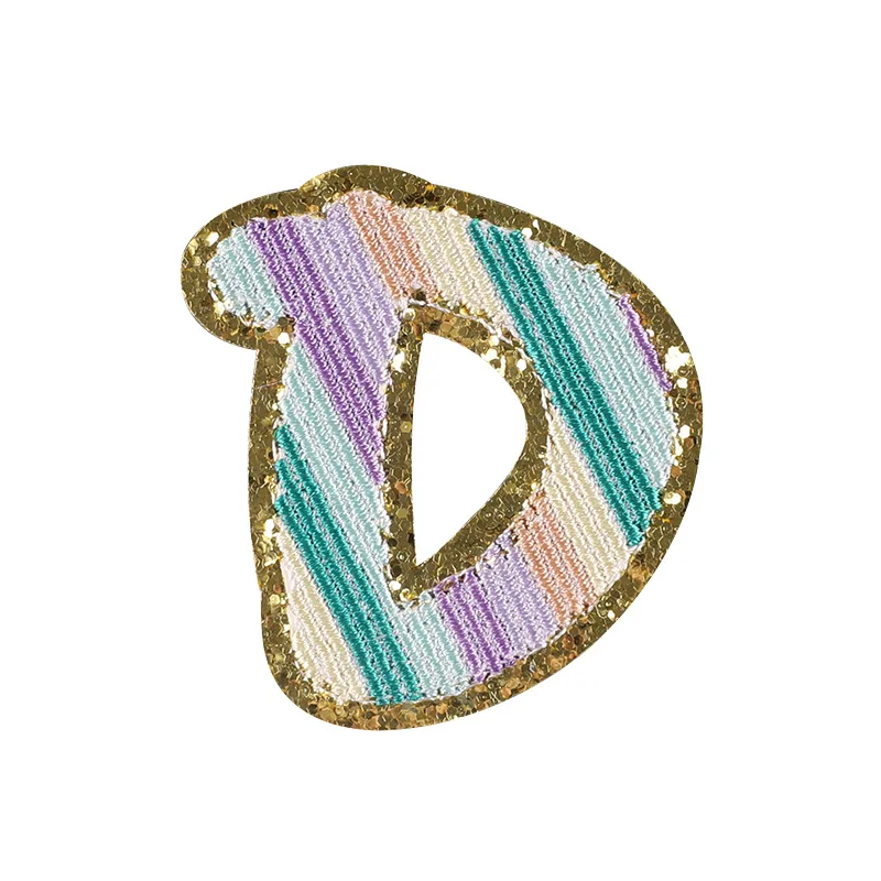 Gold Glitter Embroidered Iron on Letters Alphabet Iron on Letter Patches