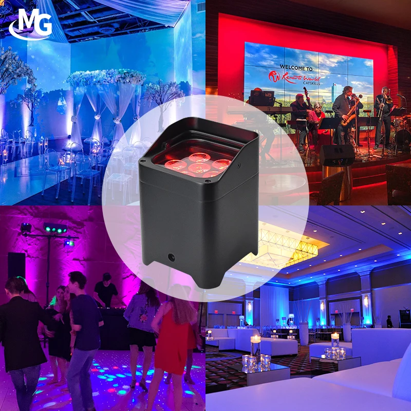 Wireless DMX Controlled up Lights 6 X 18W RGBWA UV 6IN1 LED Battery Powered Par Uplight for Wedding Party