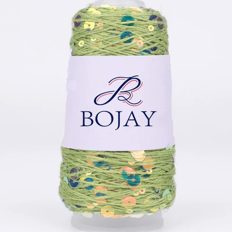 Bojay 0.6mm 50g 160 Meters On Cone Crochet Yarn Fancy Hand Knitting DIY Yarn Cotton 3MM+6MM Sequins Yarn