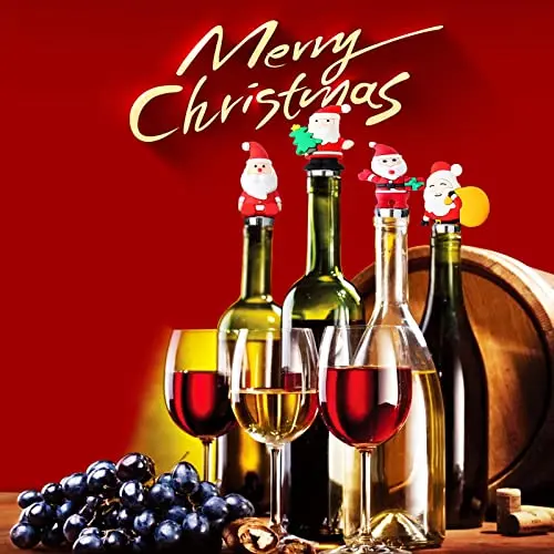Santa Claus Mini Wine Stopper Durable Resin & Silicone for Kitchen Holiday Party Christmas Gift Wine Cover