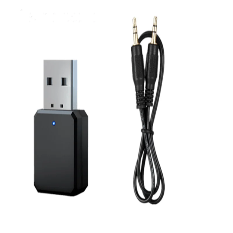 2 In 1 USB Bt 5.1 Audio Transmitter Receiver Hands-Free Car Kits,Aux In 3.5Mm Wireless Music Adapter