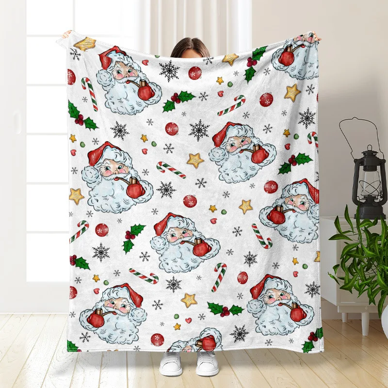 Wholesale 3D Digital Print Sherpa Sublimation Family Gifts Blanket Comfortable Soft Sofa Bed Custom Flannel Christmas Blanket