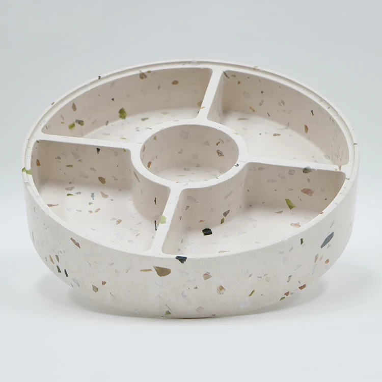 White Terrazzo Sugar Candy Bar Dish Serving Nut Stone Tray