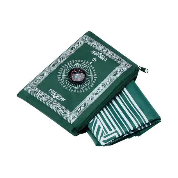 2024 new design wholesale islam mosque travel prayer mat with compass booklet