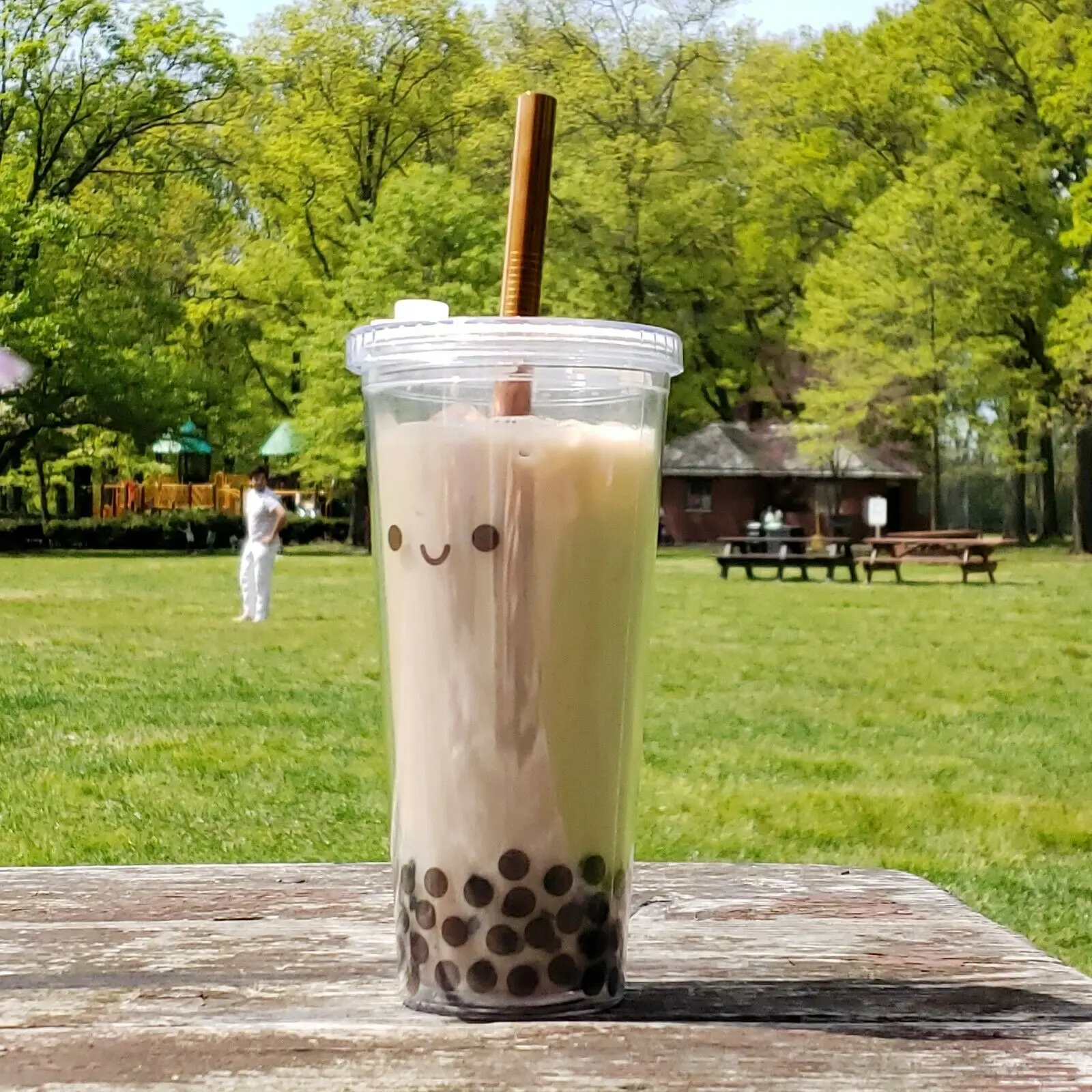 Reusable Boba tumbler Bubble Tea cup Smoothie Cup with Resealable Lid Plug Double Wall Insulated tumbler with steel straw brush
