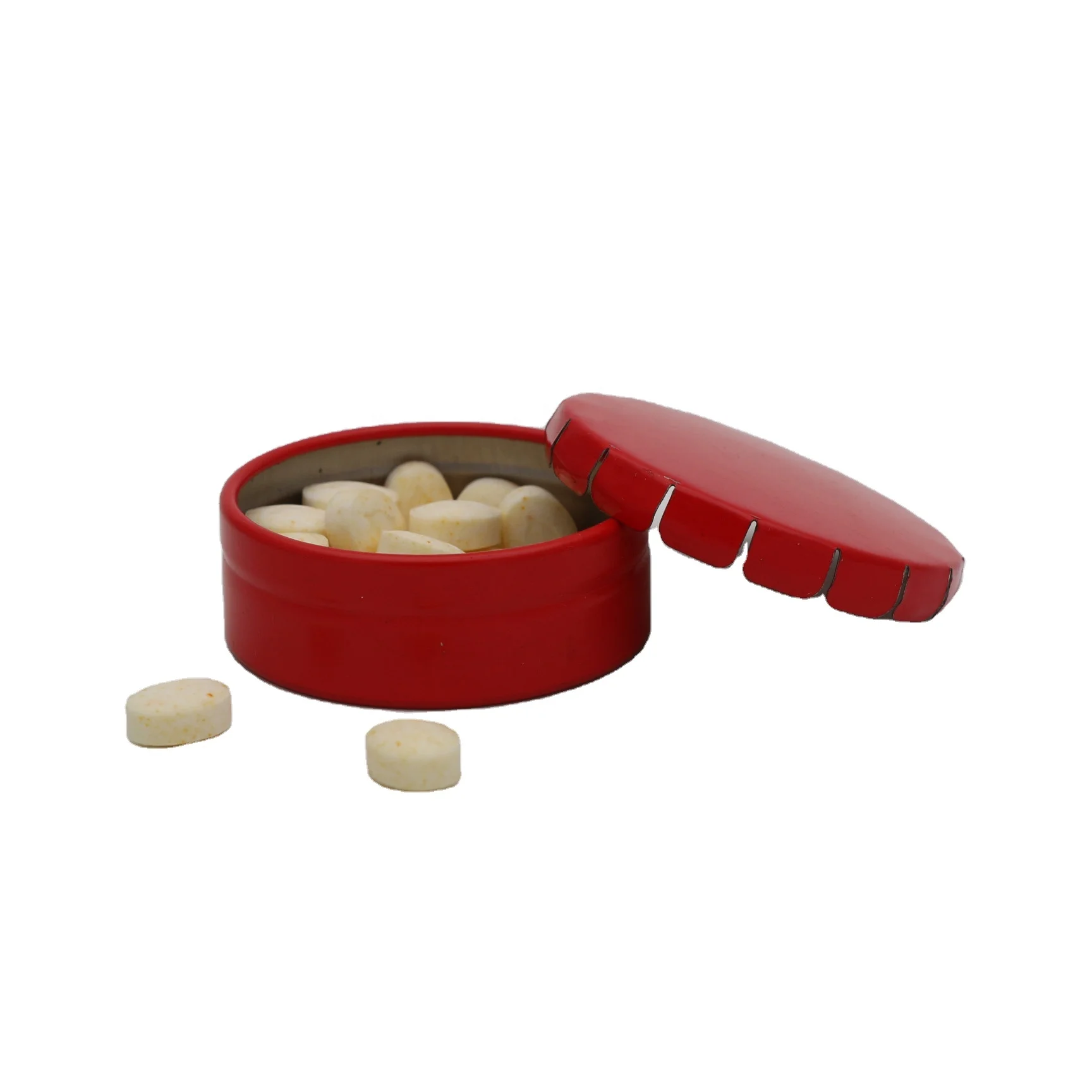 2023 New Designround cream candy spice pill mint small color metal mini click clack tin box