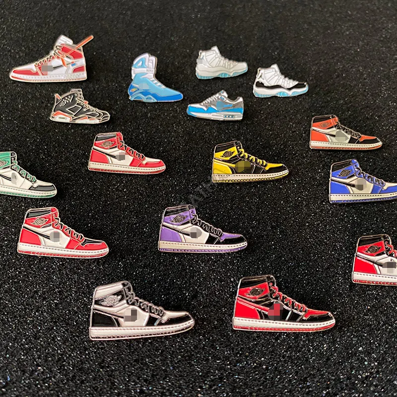 wholesale sports shoe metal black hard designer brooch custom lapel enamel sneaker pins