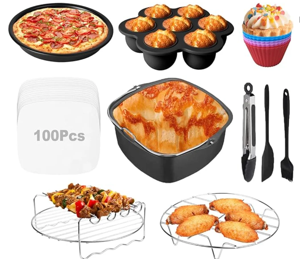 Hot selling 10 Piece air fryer Square Accessories set 5.8 Qt 6.0 Qt Larger pot