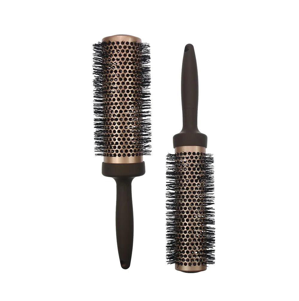 Private Label High Quality Nylon Bristle Styling Hair Brush Extra Long Barrel Brush Ceramic Round Hair Brush