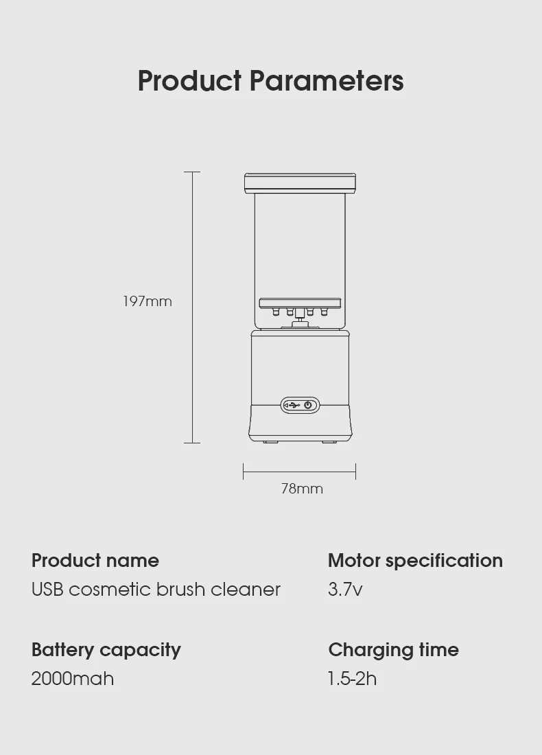 New design hot sale  electric automatic rotate spinner brush cleaner usb makeup tools cleaner machine