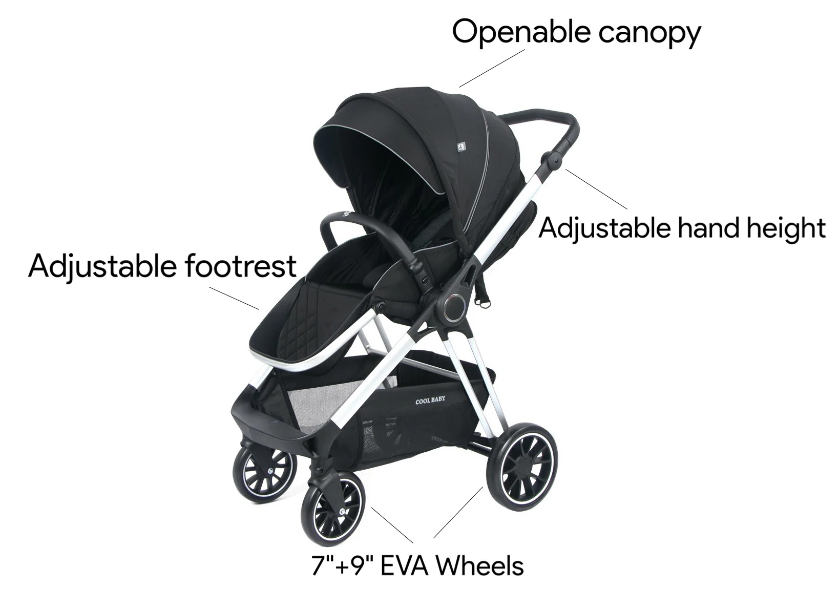 Cool baby 2022 new baby stroller adjustable handle baby stroller 3 in 1