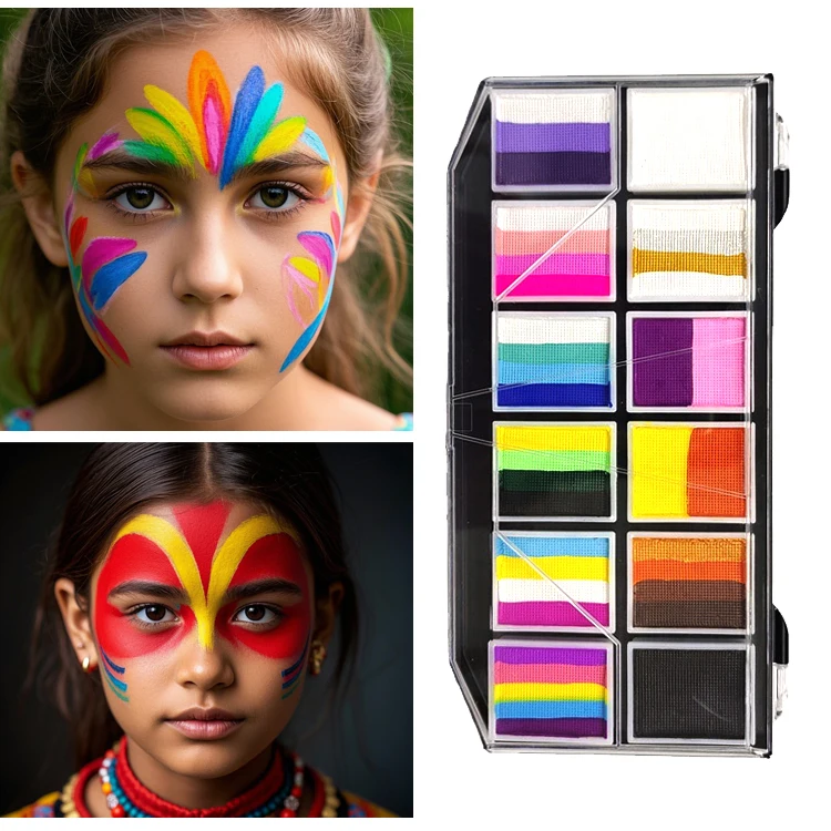 The Most Popular Fast Shipping Face Painting Designs Face Abstract Paintings Glow in the Dark UV Neon Face Paint UV Glow Black