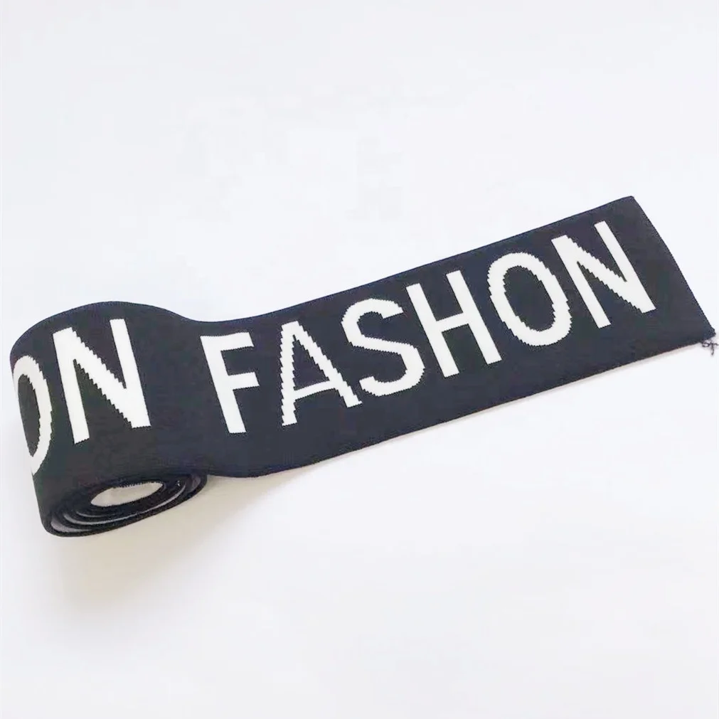 Custom wholesale jacquard knitting rib head wide leg pants straight pants waistband jacquard rib hem