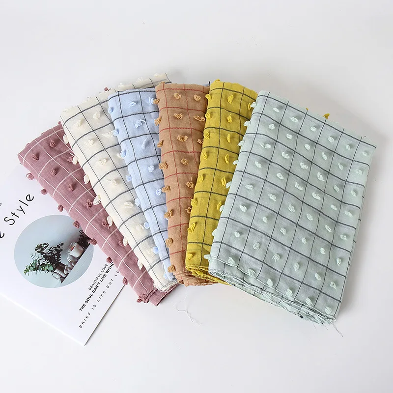 2020 New Arrival Wholesale Candy-colored Hot PomPom Scarf Hijab Cotton Lady Hijab