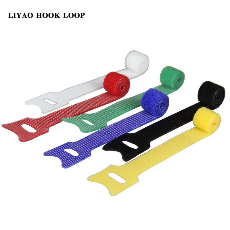 Liyao 12 мм * 200 мм многоразовая офисная проволока с цветным принтом логотипа с крючком и петлей кабельная стяжка
