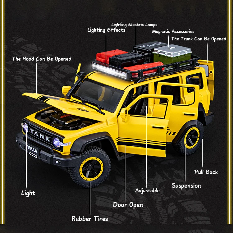 ZHIGUANTIANXIA 1/24 Scale Diecast Cars Model Tank 300 Alloy Car Toy