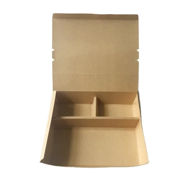 customized disposable kraft food packaging, 3 component take away 1200ml food container