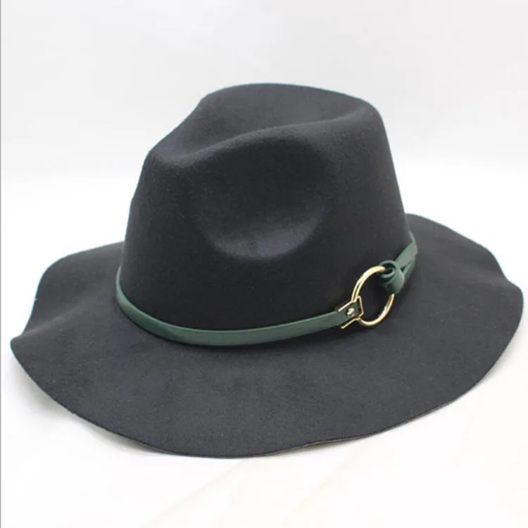 wholesale custom logo head cap fashionable oversized blue soft felt fedora hat winter luxury cap for men women