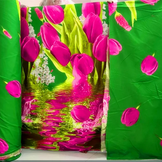 Customized 100% Polyester Brushed Printed Bed Sheet Fabric Microfiber 100%Polyester bed sheet fabric factory