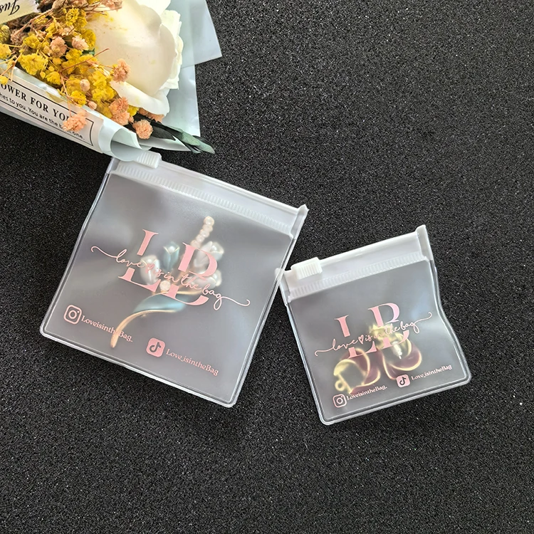 High reorder custom zipper bag with logo,small PVC zip packaging bags for jewelry earrings,plastic ziplock bags for cosmetics